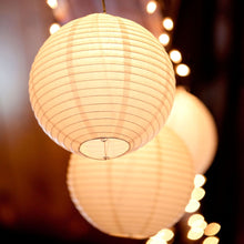 Load image into Gallery viewer, 10pcs/Lot (6, 8, 10, 12, 14, 16inch) Warm White LED Lantern Lights Chinese Paper Ball Lampions For Wedding Party Decoration
